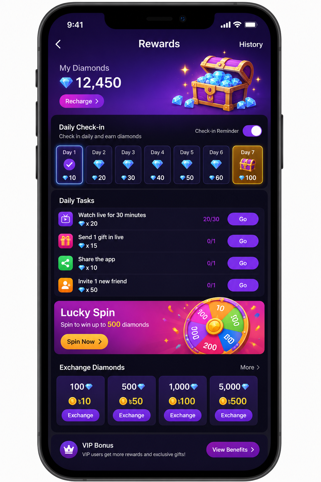 Rewards Feature
