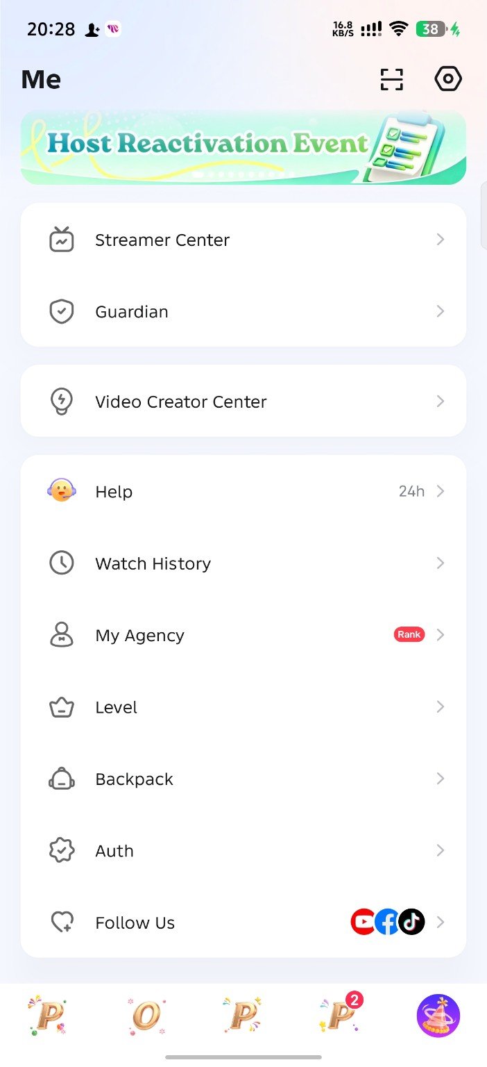 Open Poppo Live profile and find My Agency
